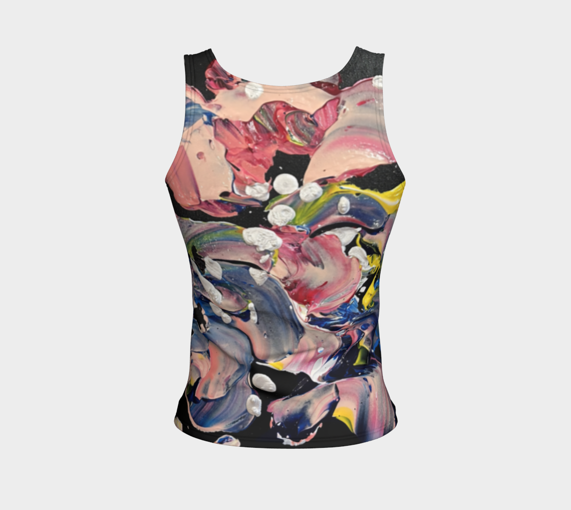 "Grace In Orchid Petals" Fitted Tank (Black, Pink)