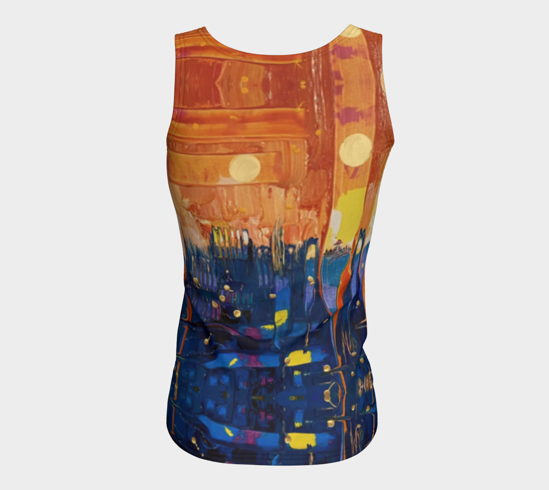 "Chantry Island Sunrise" Fitted Tank ( Blue, Orange)