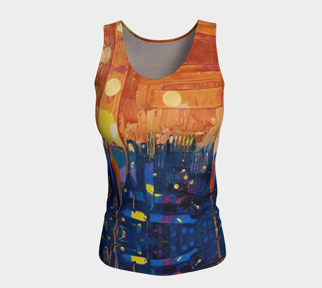 "Chantry Island Sunrise" Fitted Tank ( Blue, Orange)
