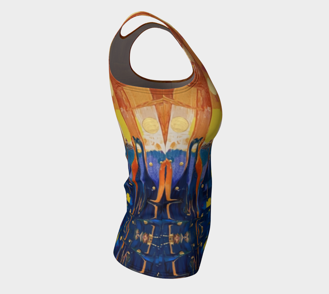 "Chantry Island Sunrise" Fitted Tank ( Blue, Orange)