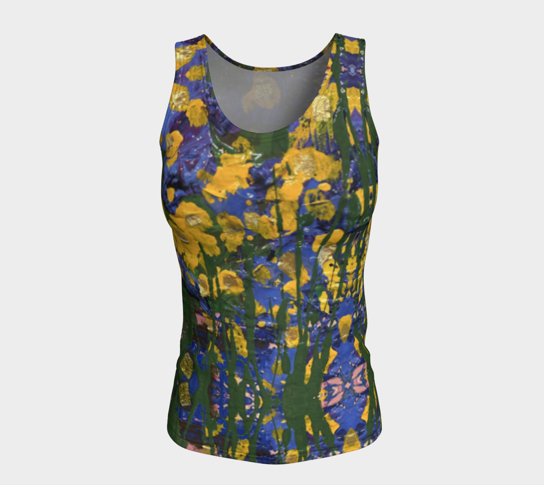 "Buttercups" Fitted Tank Top (Yellow, Purple, Green)