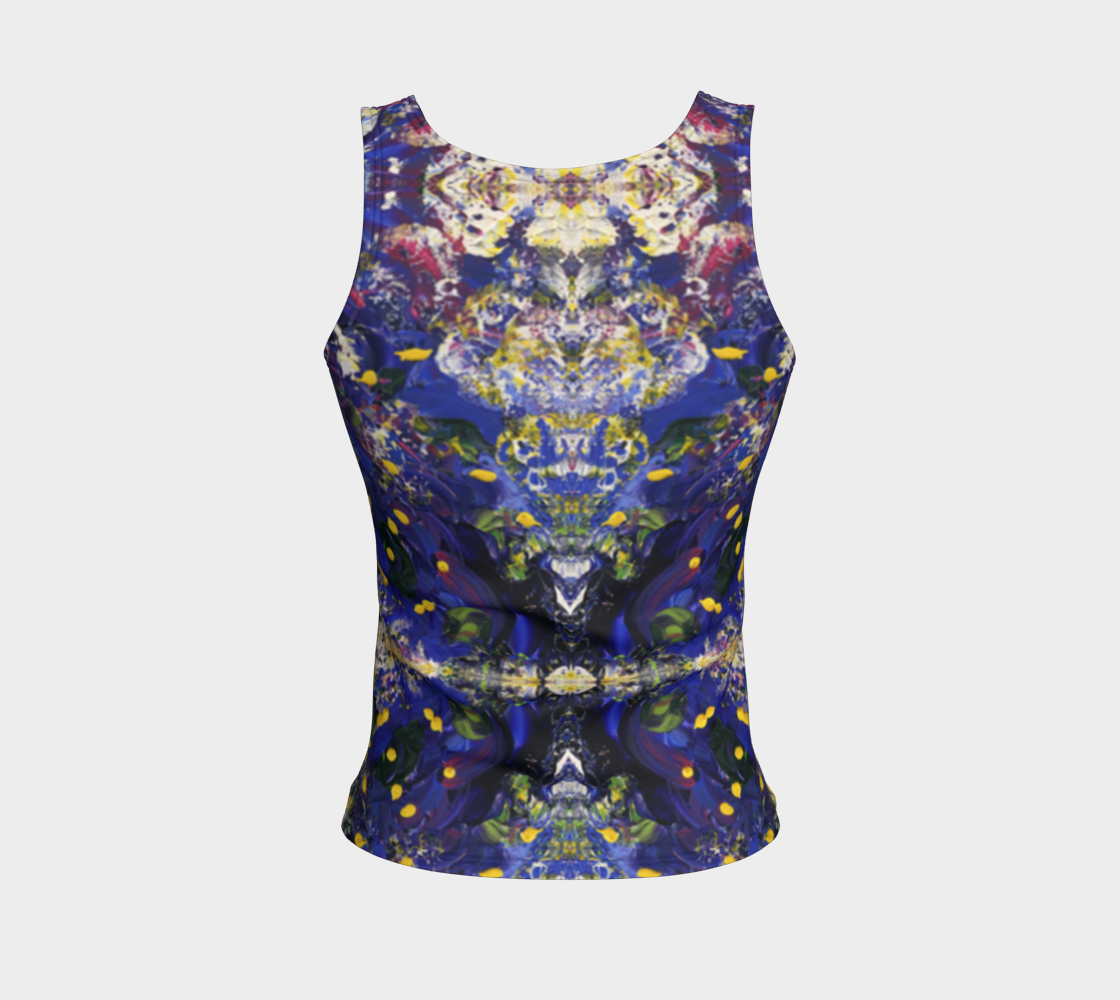 "Spring Flowers" Fitted Tank Top (Purple and Yellow)