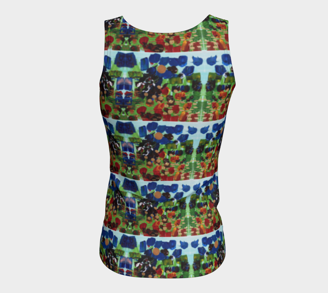 "Fall Garden" Fitted Tank Top ( Blue, Green, Red)