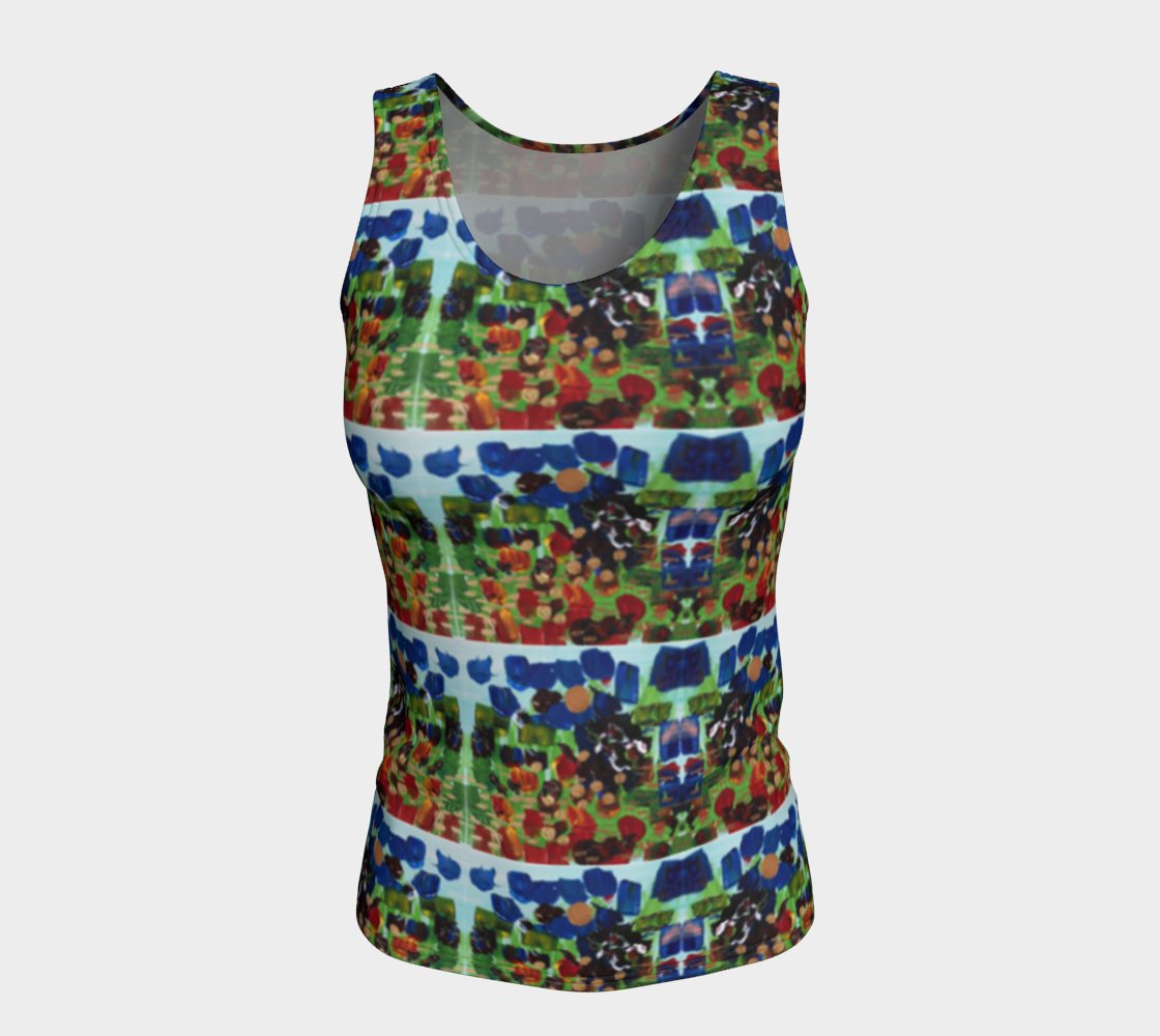 "Fall Garden" Fitted Tank Top LONG ( Blue, Green, Red)