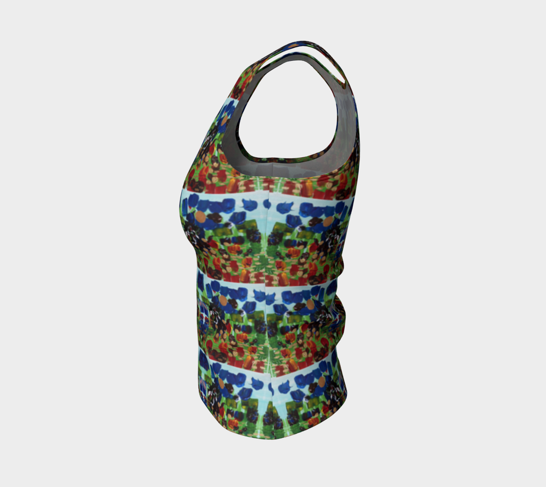"Fall Garden" Fitted Tank Top ( Blue, Green, Red)