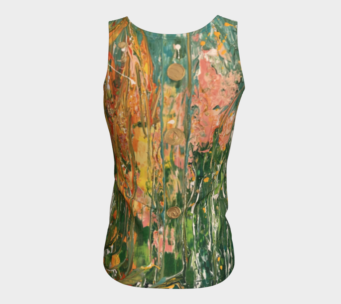 "Gladiola" Fitted Tank ( Green, Orange)