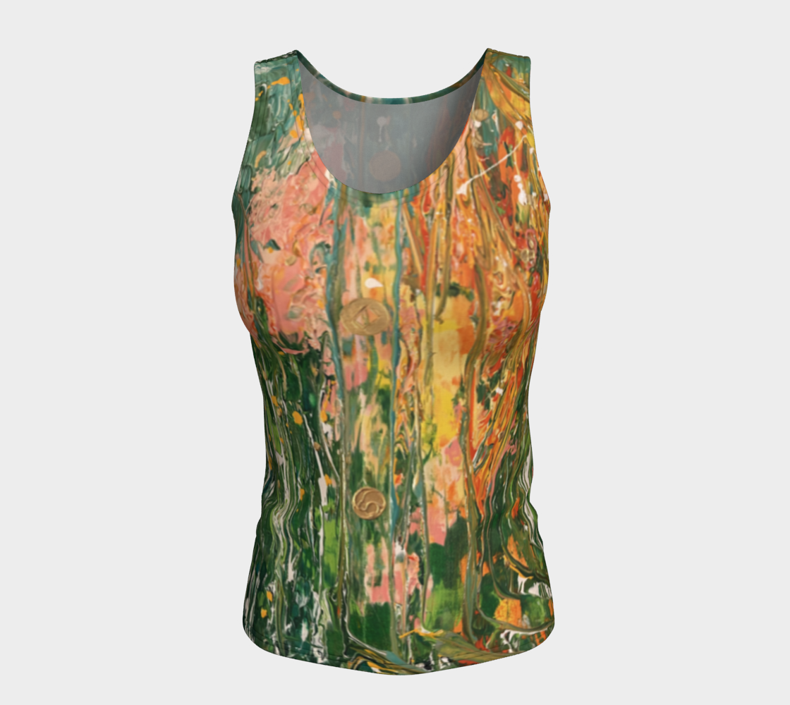 "Gladiola" Fitted Tank ( Green, Orange)