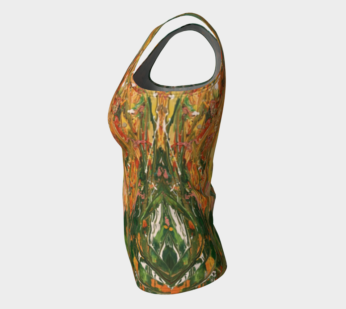 "Gladiola" Fitted Tank ( Green, Orange)