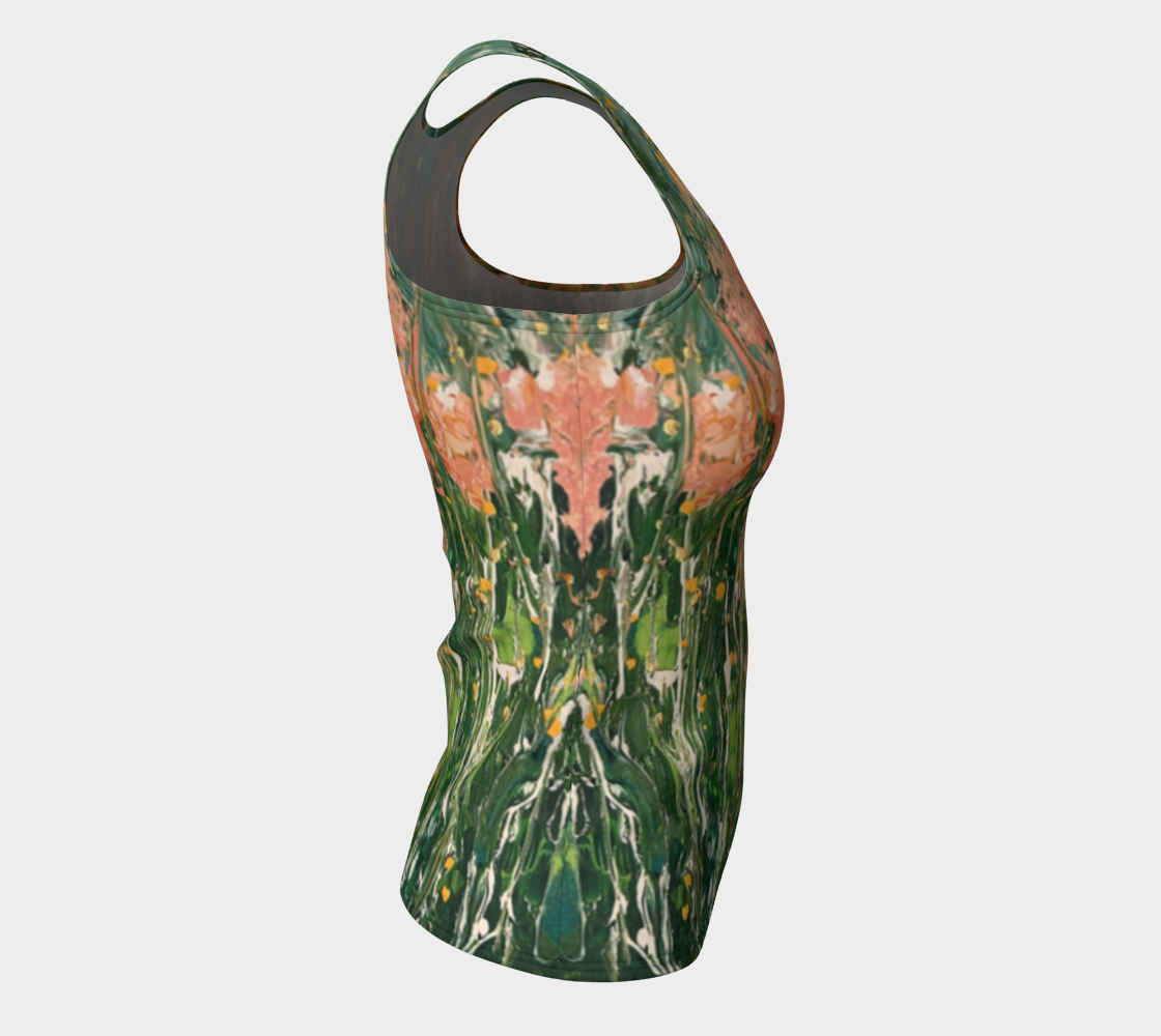 "Gladiola" Fitted Tank ( Green, Orange)