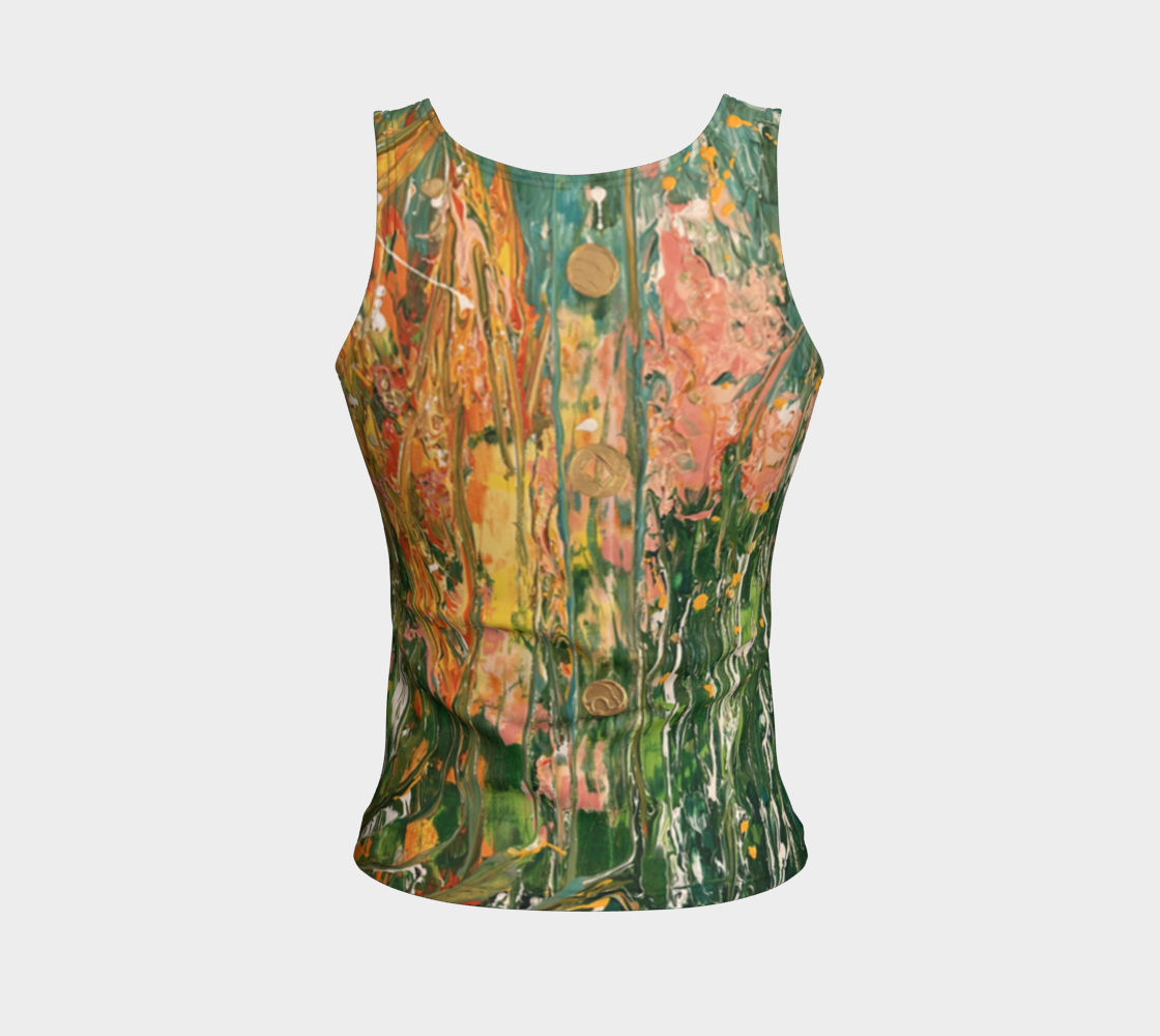 "Gladiola" Fitted Tank ( Green, Orange)