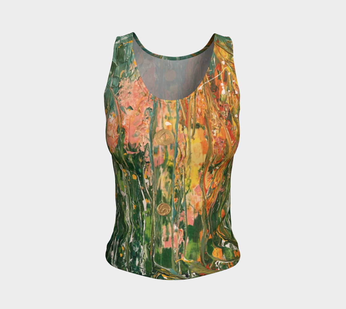 "Gladiola" Fitted Tank ( Green, Orange)