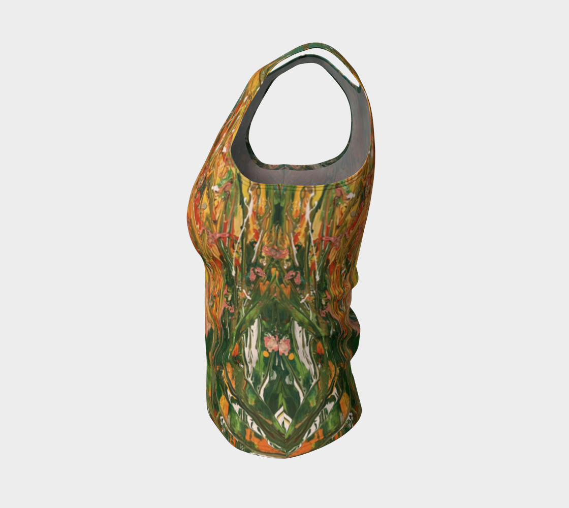 "Gladiola" Fitted Tank ( Green, Orange)