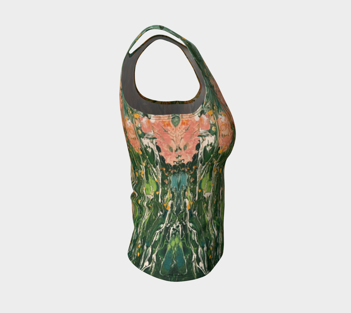 "Gladiola" Fitted Tank ( Green, Orange)