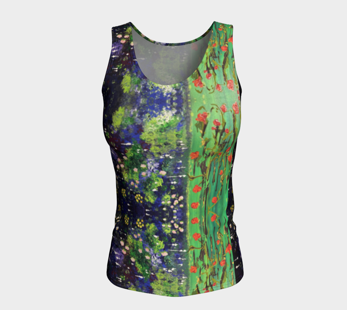 "Monty's Marsh in Summer" Fitted Tank ( Green, Purple)