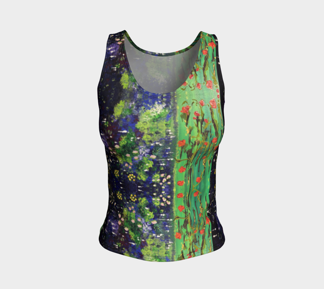 "Monty's Marsh in Summer" Fitted Tank ( Green, Purple)