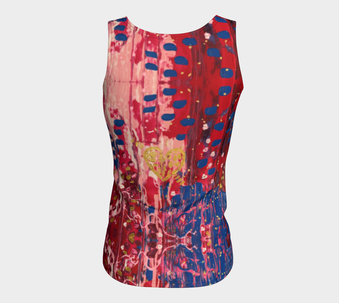 "Hearts and Flowers" Fitted Tank Top (Red, Pink, Blue)