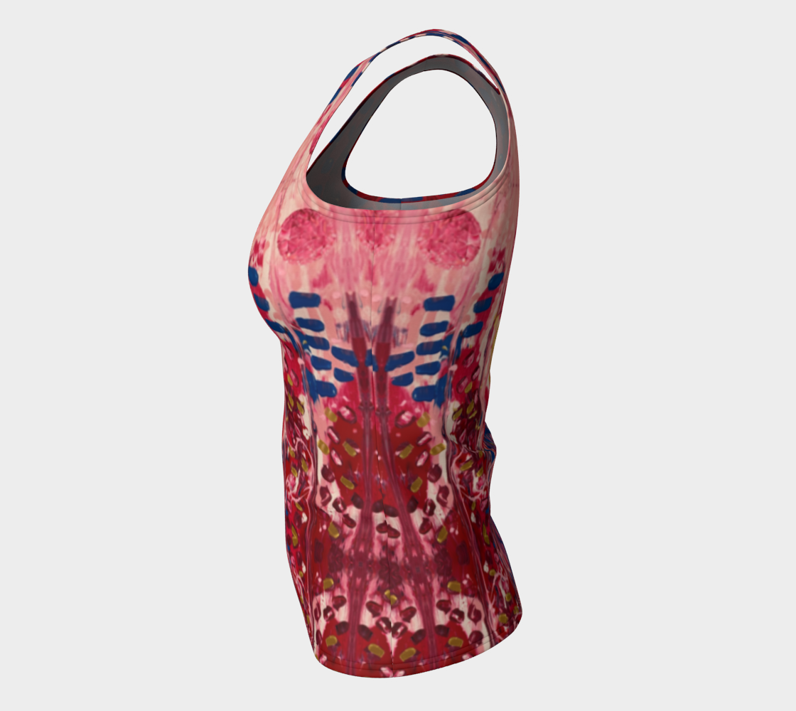 "Hearts and Flowers" Fitted Tank Top LONG (Red, Pink, Blue)