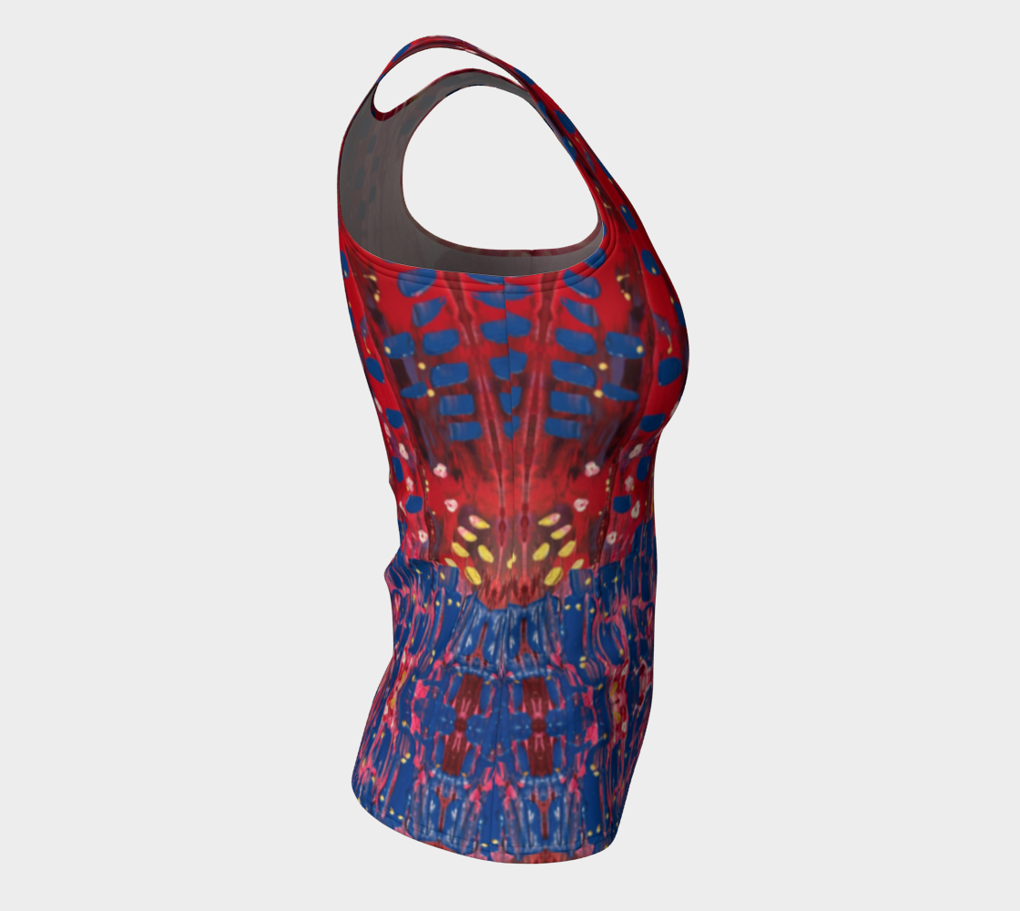"Hearts and Flowers" Fitted Tank Top (Red, Pink, Blue)