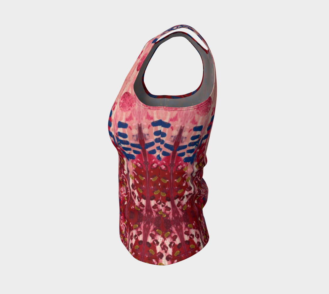 "Hearts and Flowers" Fitted Tank Top (Red, Pink, Blue)