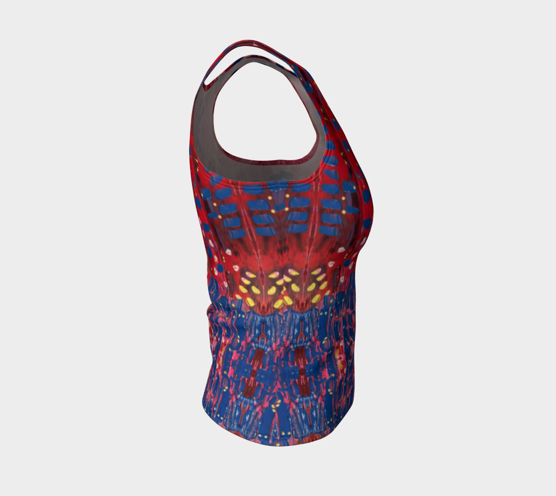 "Hearts and Flowers" Fitted Tank Top (Red, Pink, Blue)