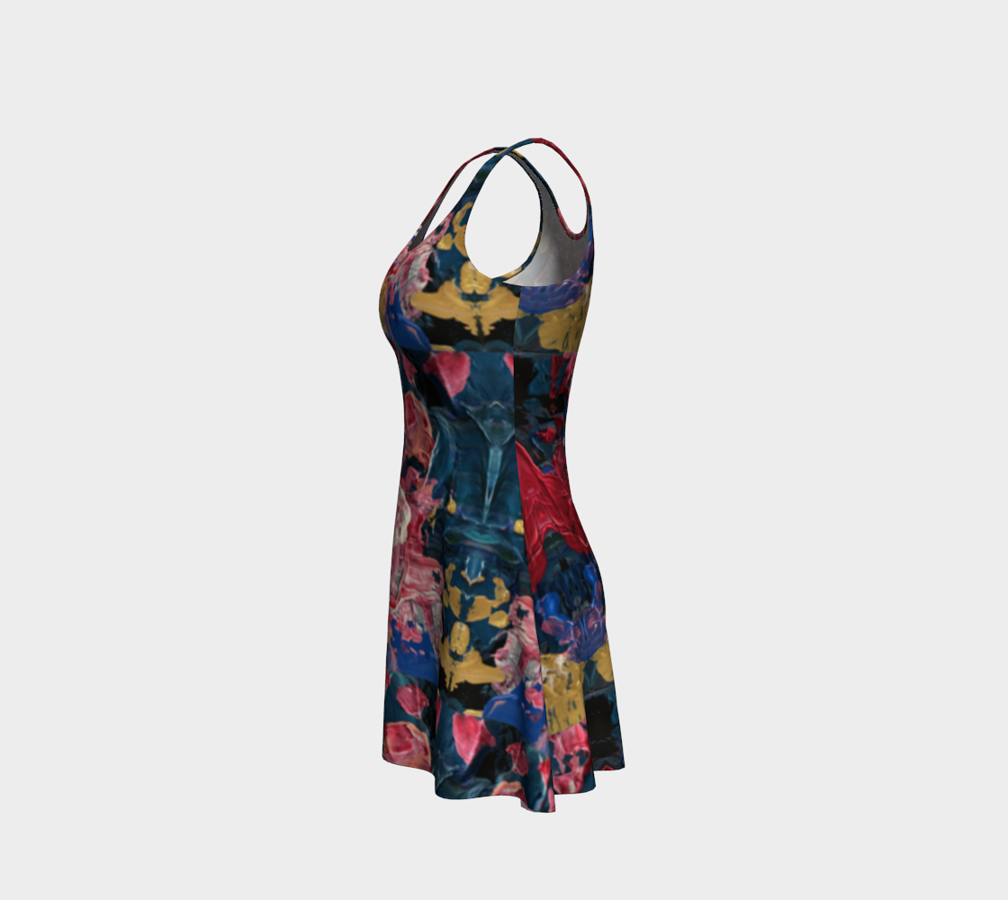 "Wild Carnations" Flare Dress (Pink, Blue)
