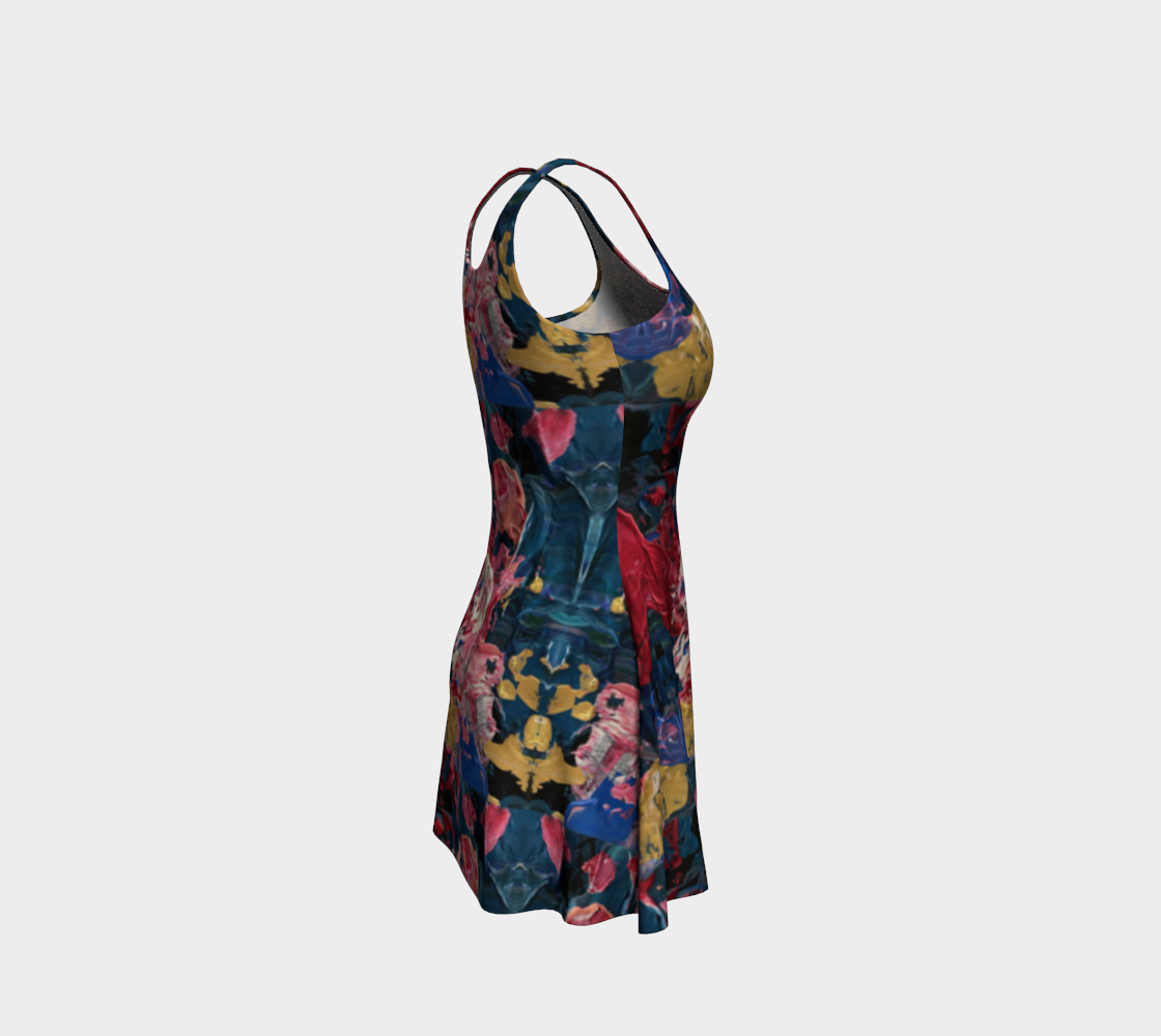 "Wild Carnations" Flare Dress (Pink, Blue)