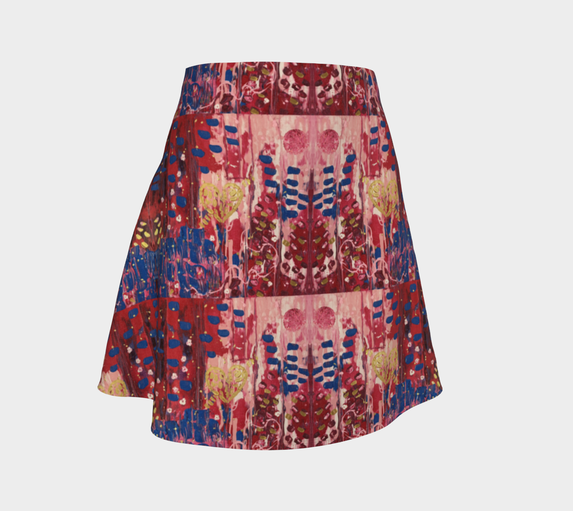 "Hearts and Flowers" Flare Skirt #2 (Red, Pink, Blue)