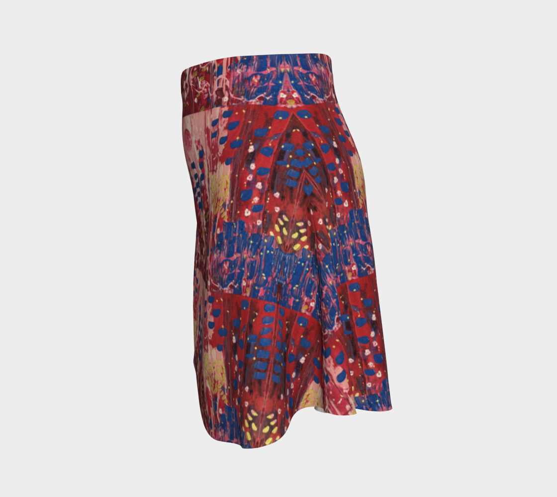 "Hearts and Flowers" Flare Skirt #2 (Red, Pink, Blue)