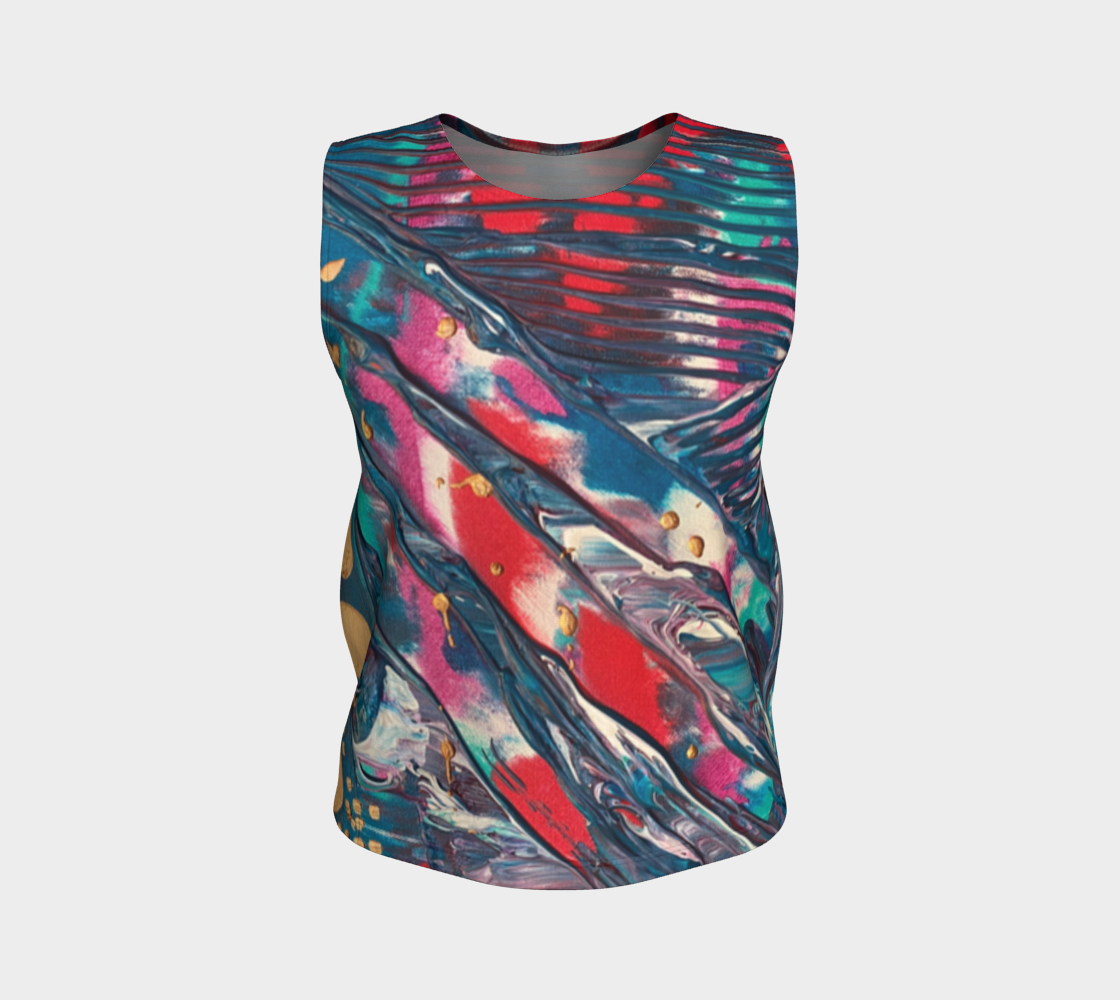 "Awakening" Loose Tank Top (Aqua, Red)