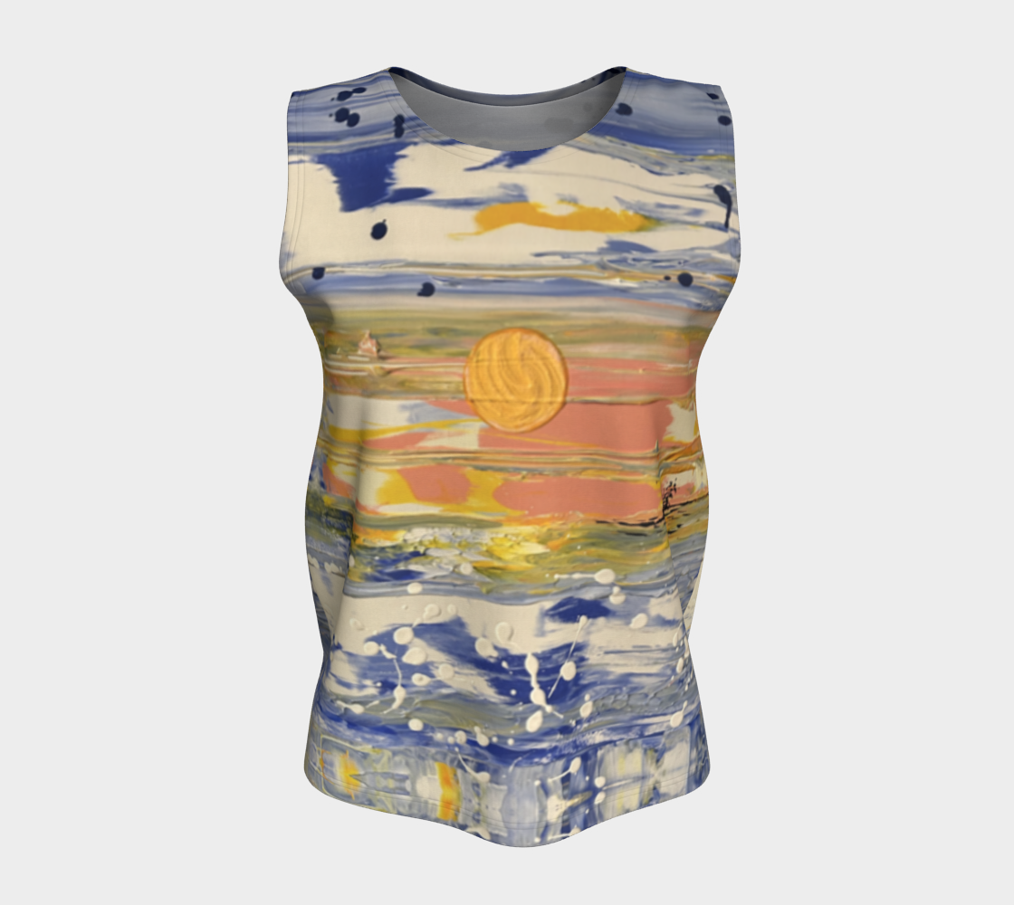 “Blue Snow” Loose Tank Top (Blue, Yellow, White)