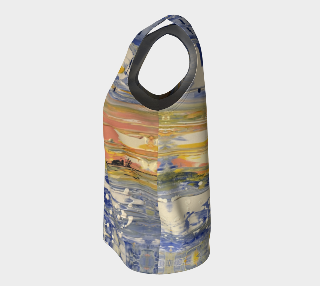 “Blue Snow” Loose Tank Top (Blue, Yellow, White)