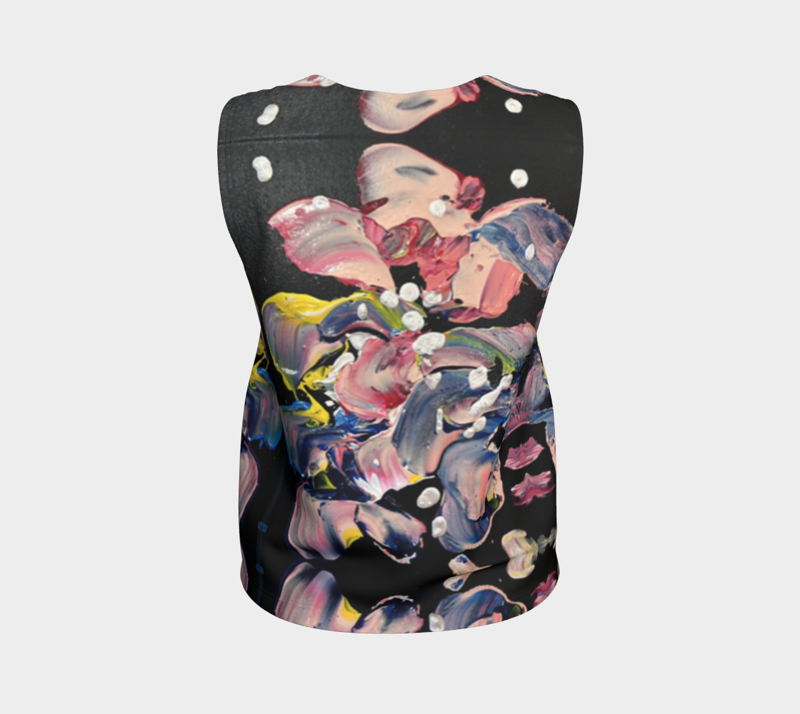“Grace in Orchid Petals” Loose Tank Top (Black, Pink)