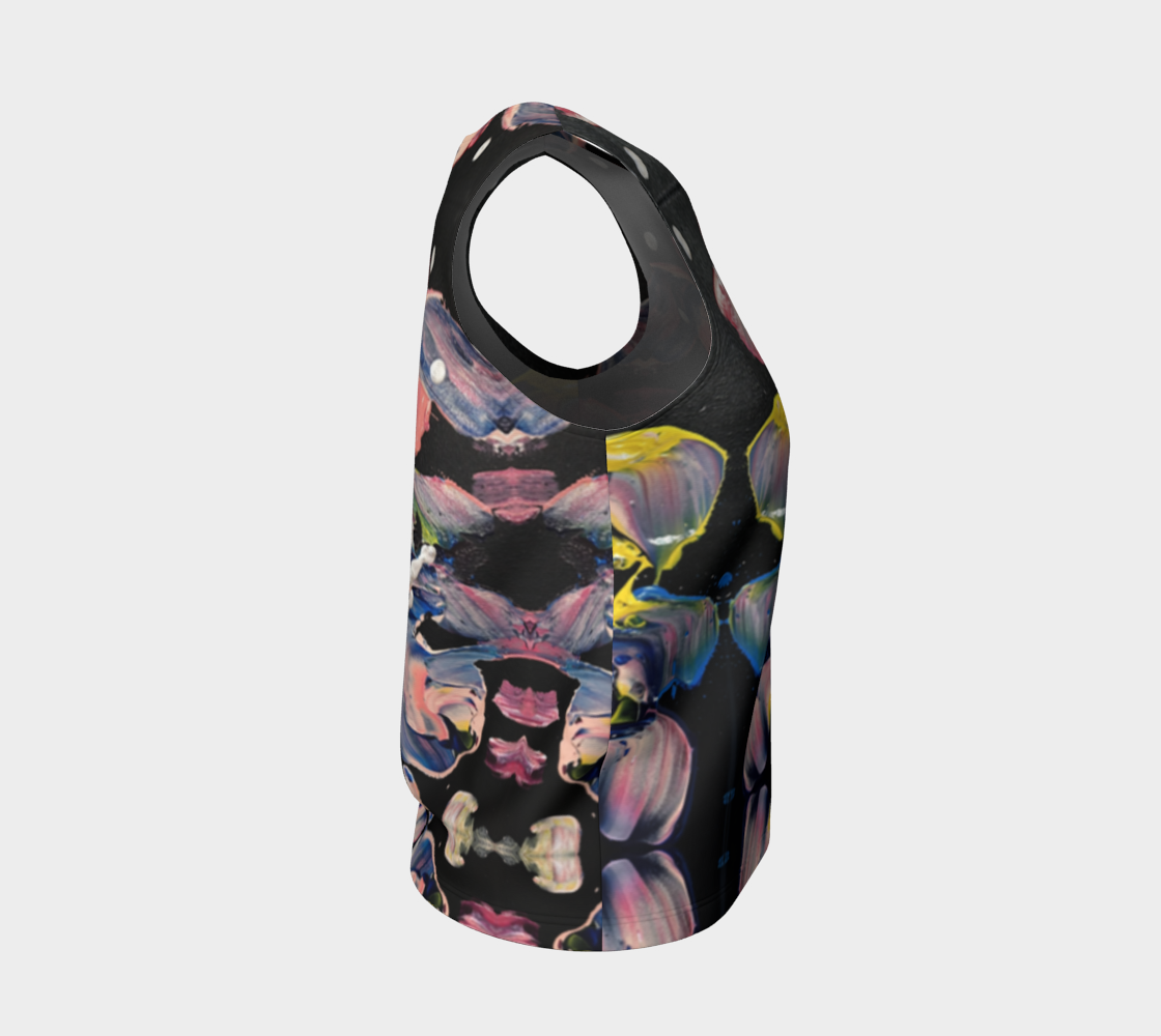 “Grace in Orchid Petals” Loose Tank Top (Black, Pink)