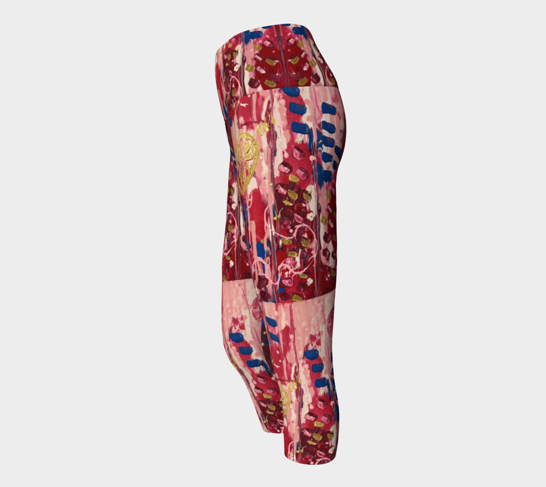 "Hearts and Flowers" Yoga Capris (Red, Pink, Blue)