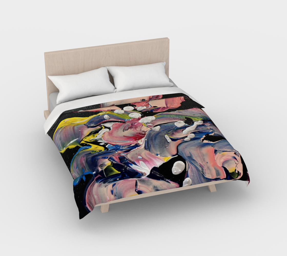 "Grace in Orchid Petals" Duvet Cover (Black, Pink, Yellow)