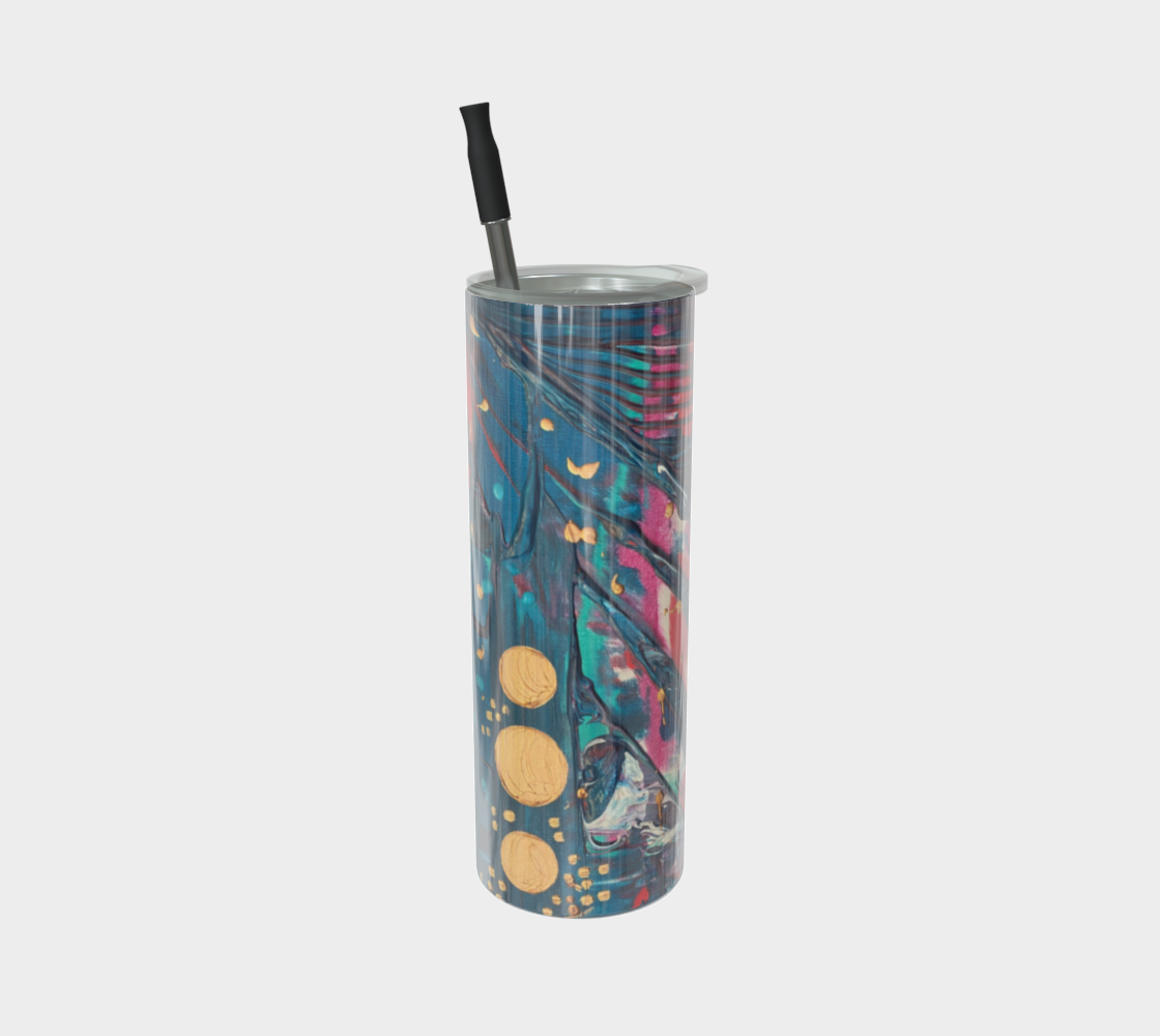 "Awakening"  Glossy Tumbler (Turquoise, Red, Gold)