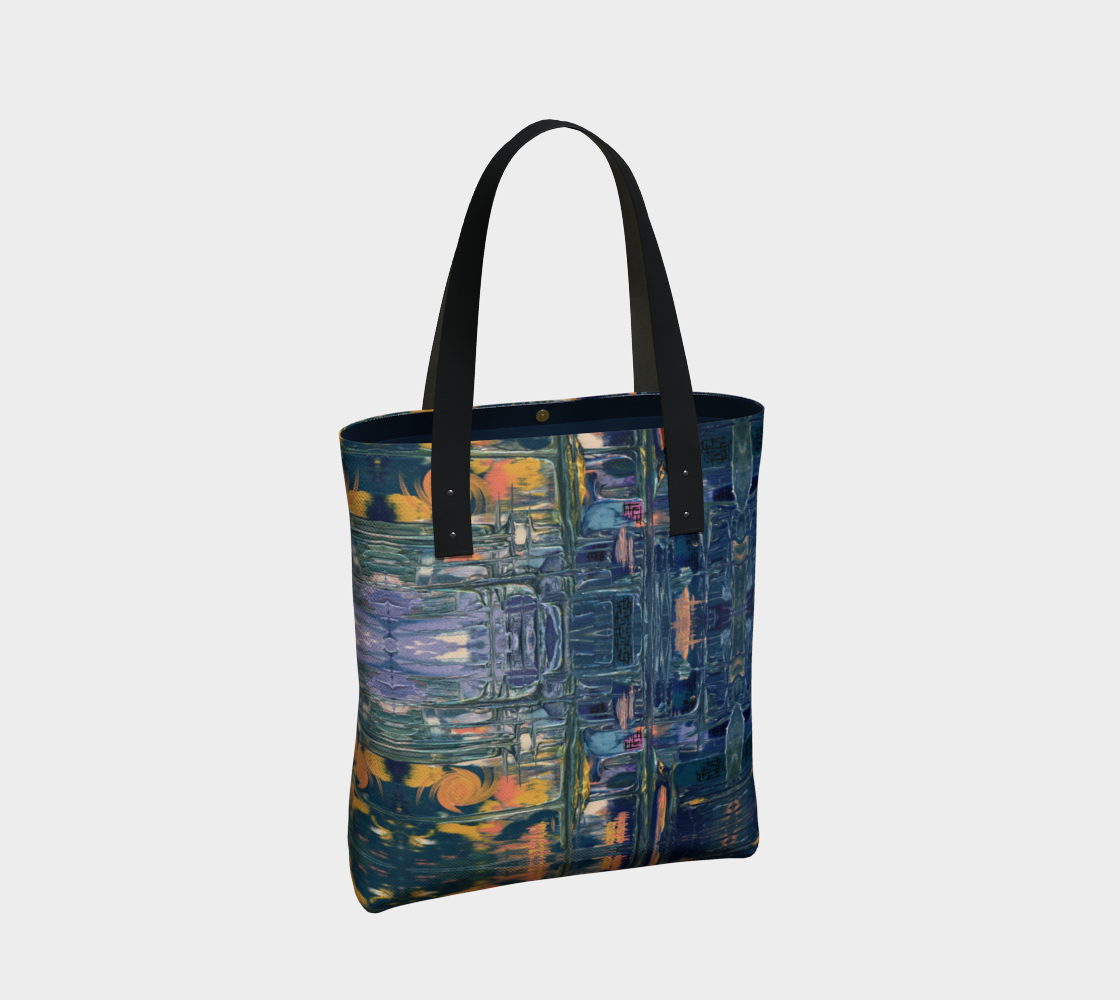"Spring Rain" Urban Tote Lined (Blue, Orange)