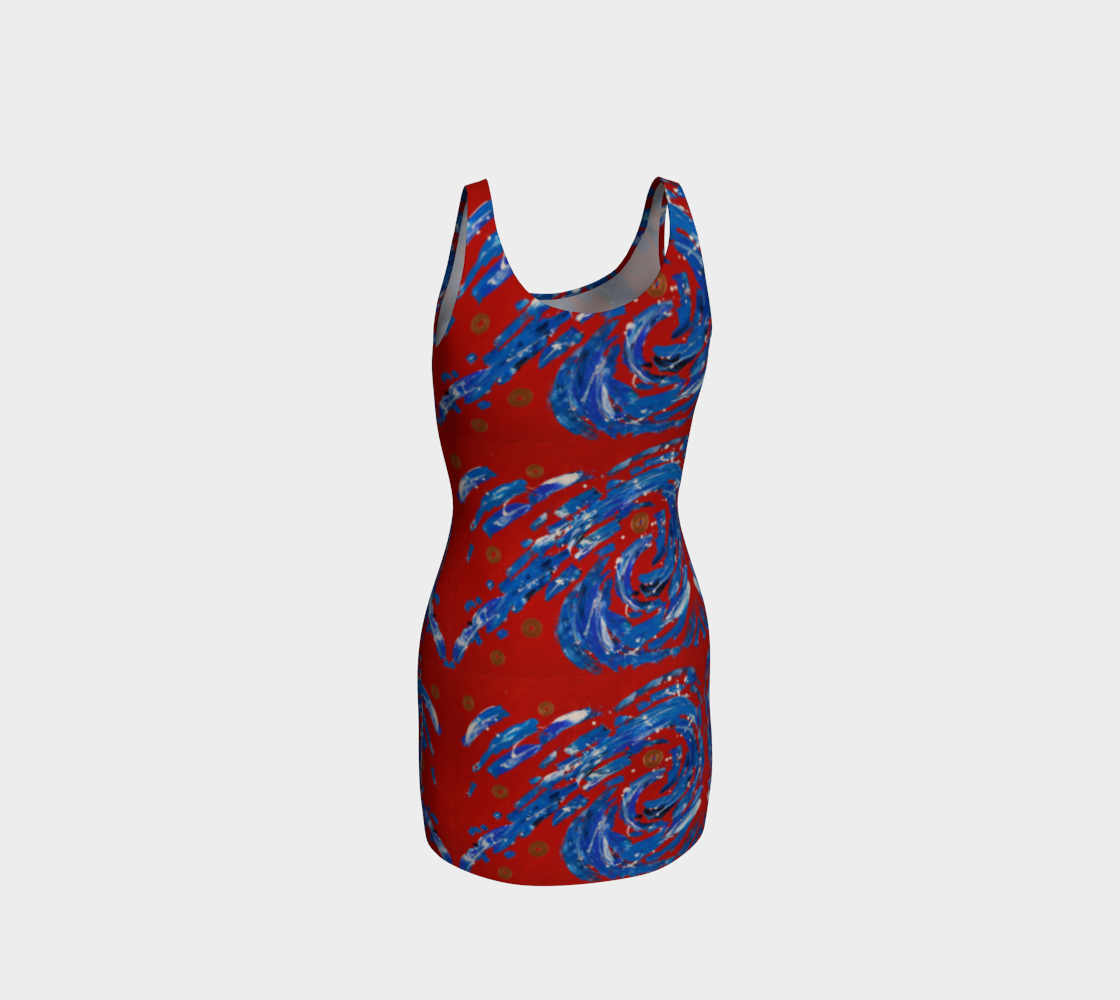 "Good Fortune" Bodycon Dress (Red, Blue)