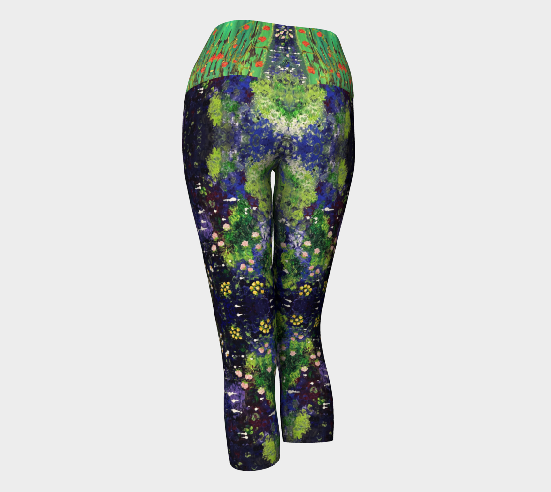 "Monty's Marsh in Summer " Yoga Capris (Purple, Green)