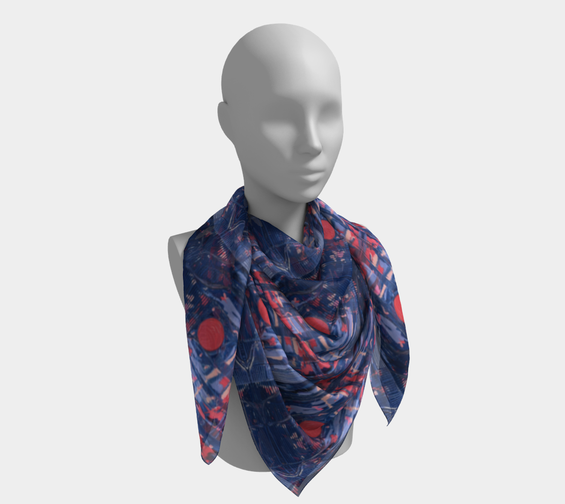 "Joy" Square Scarf #2 (Blue, Pink)