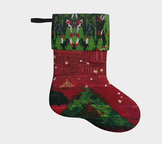 "Holly and Tree" Christmas Stocking