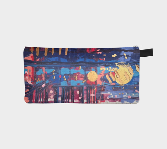 "Rain Day" Pencil Case (Blue, Pink, Gold)