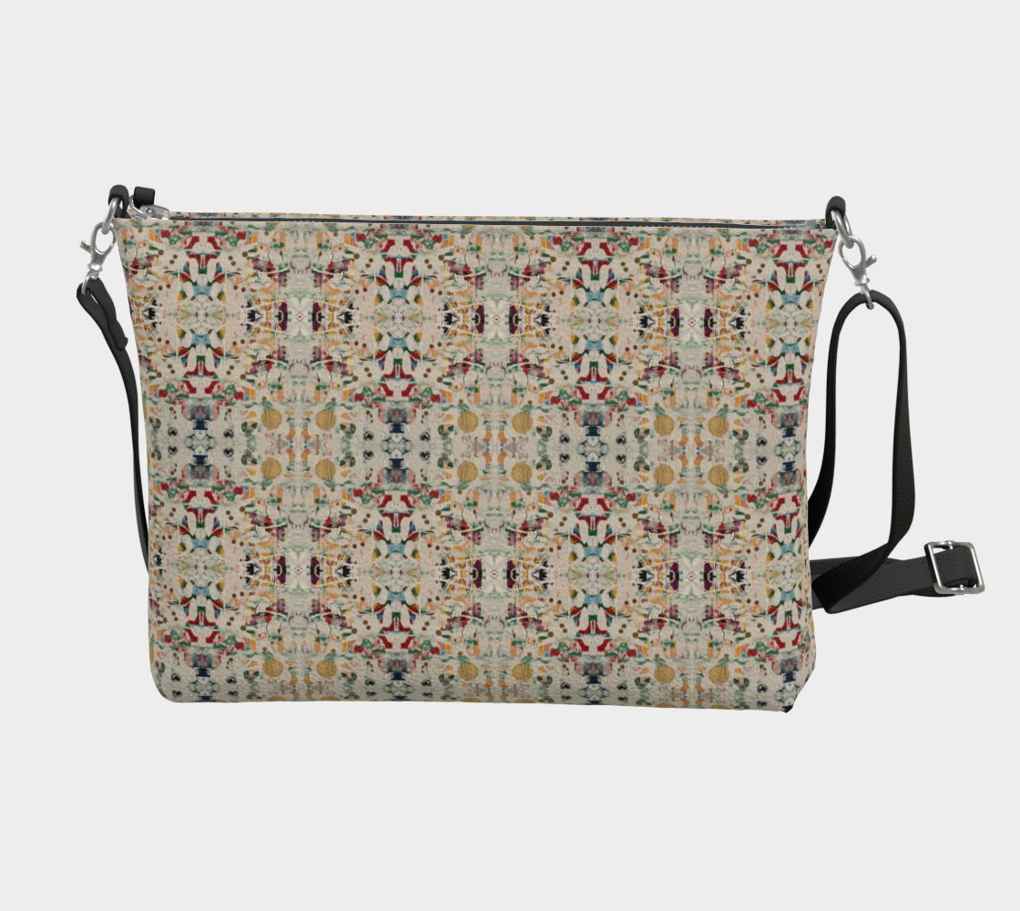 “Colours of Ice” Vegan Leather Crossbody Purse (Beige, Multi)