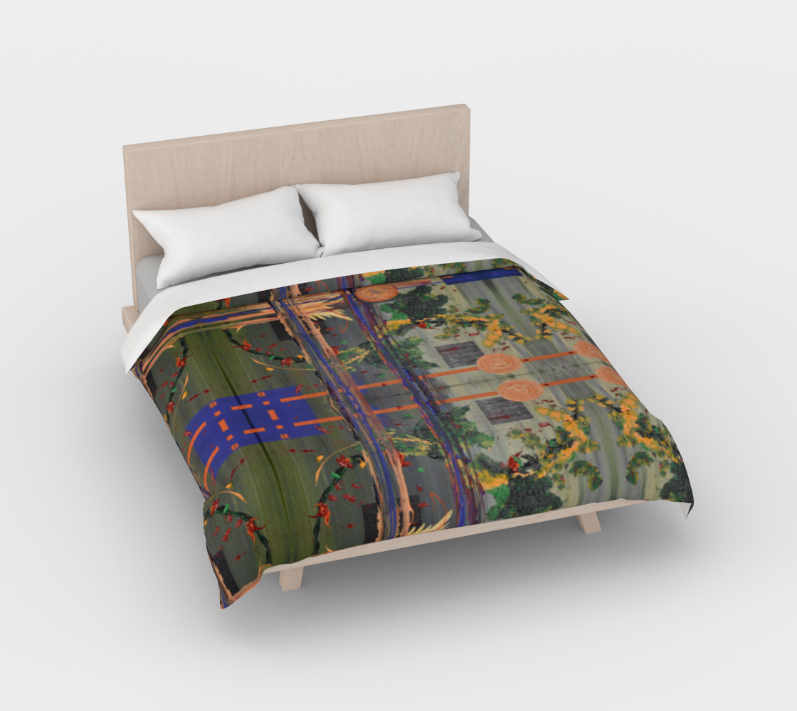 "Coming Home Again" Duvet Cover (Green, Orange, Blue)