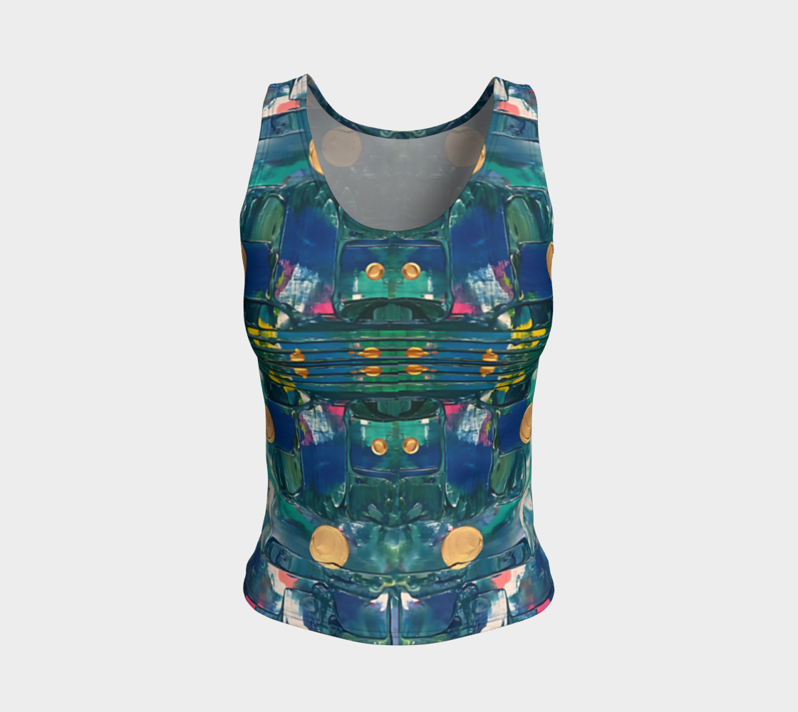 "Water Lilies" Fitted Tank (Aqua, Blue)