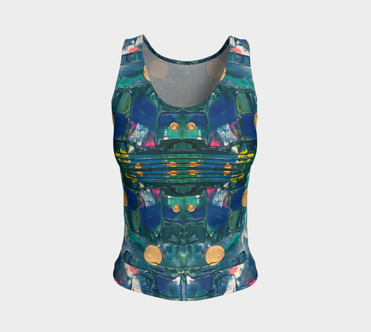 "Water Lilies" Fitted Tank (Aqua, Blue)
