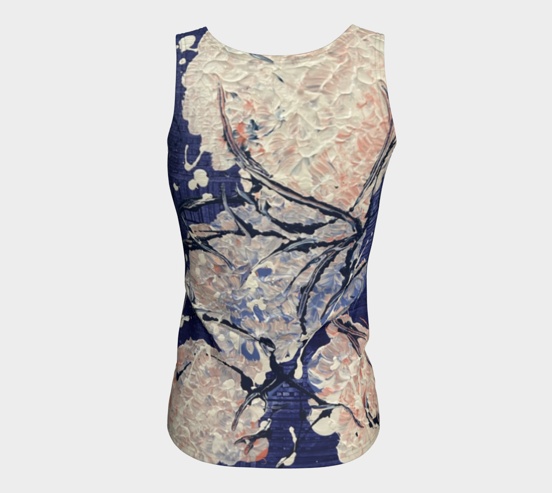 "Hydrangeas" Fitted Tank (Purple, Buff)