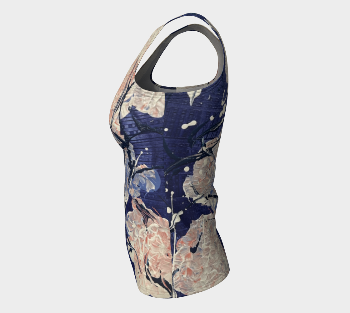 "Hydrangeas" Fitted Tank (Purple, Buff)