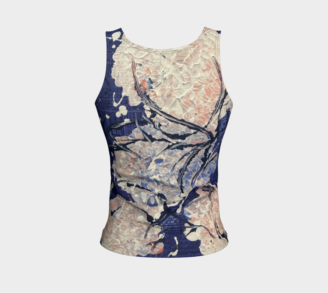 "Hydrangeas" Fitted Tank (Purple, Buff)