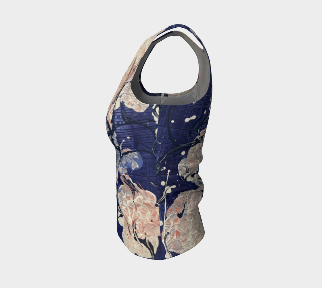 "Hydrangeas" Fitted Tank (Purple, Buff)